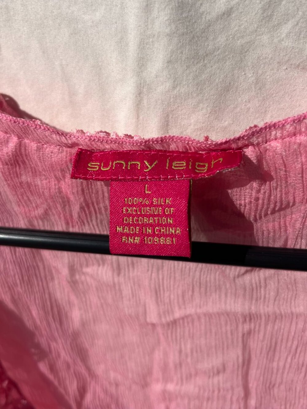 Sunny Leigh Womens Silk Ruffle Baby Doll Tie Top Pink Size L. - Picture 3 of 6